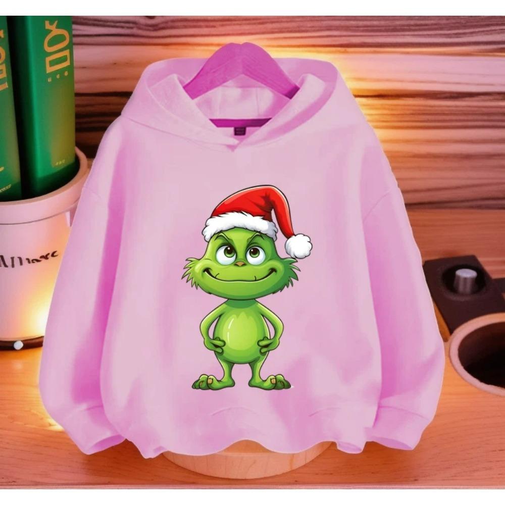 Fashion Men Women's Hoodies Christmas Green Monster Print Pullover Top Cartoon Casual Sweatshirt Kids Hoodies Long Sleeve Clothing