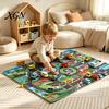 Family Game Room Floor Mat Kids City Life Play Mat, Educational PVC Road Traffic Carpet, Durable Indoor Non-slip Urban Parking Scene Area Rug