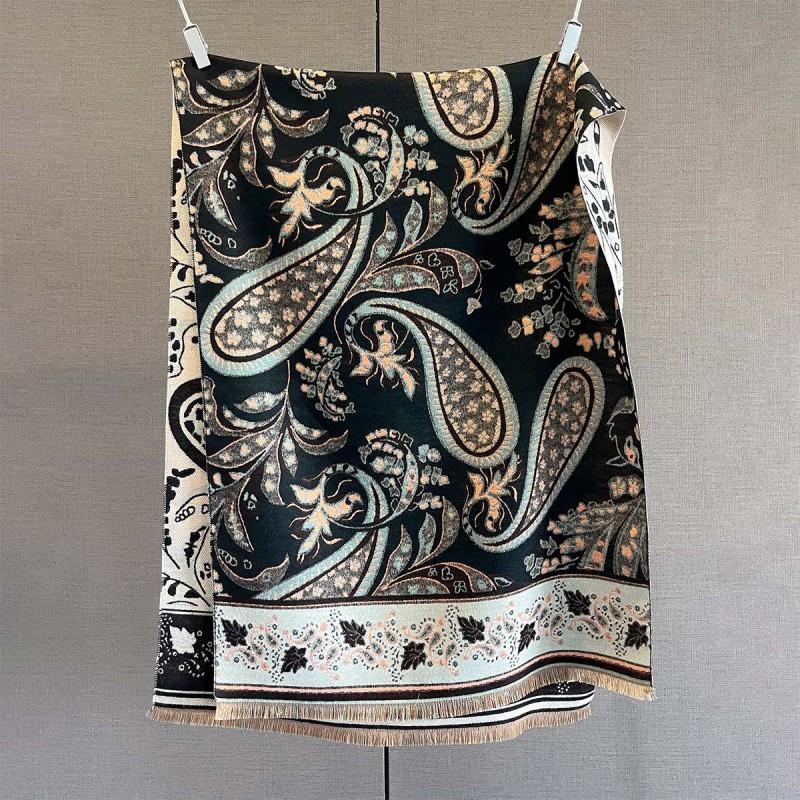 Soft Faux Cashmere Scarf Women With Paisley Warm Thick Wrap Shawl Winter
