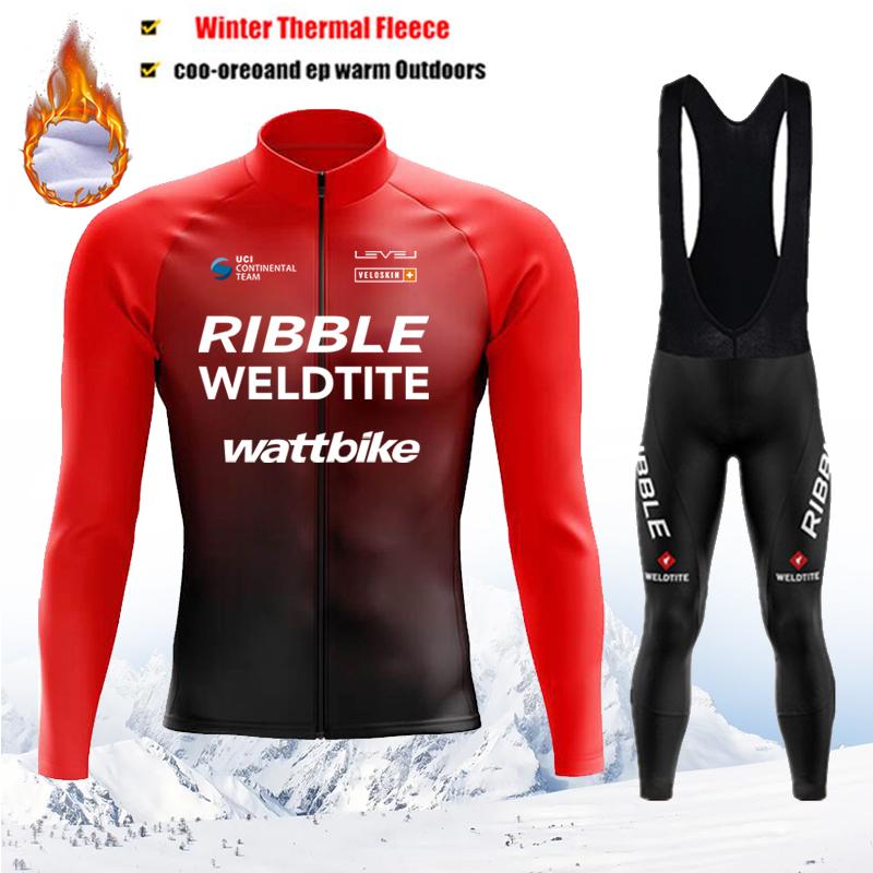 Thermal Fleece Bike Jersey + Bib Pants, Long Sleeve Cycling Clothing Sets Man Black Cycling Clothing 2026 Winter Fleece Warm Cycling Suit Set