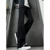 Guochao Light Blue Diagonal Cut Micro-pull Jeans Men's American High Street Cleanfit Straight Thin Micro-pull Pants