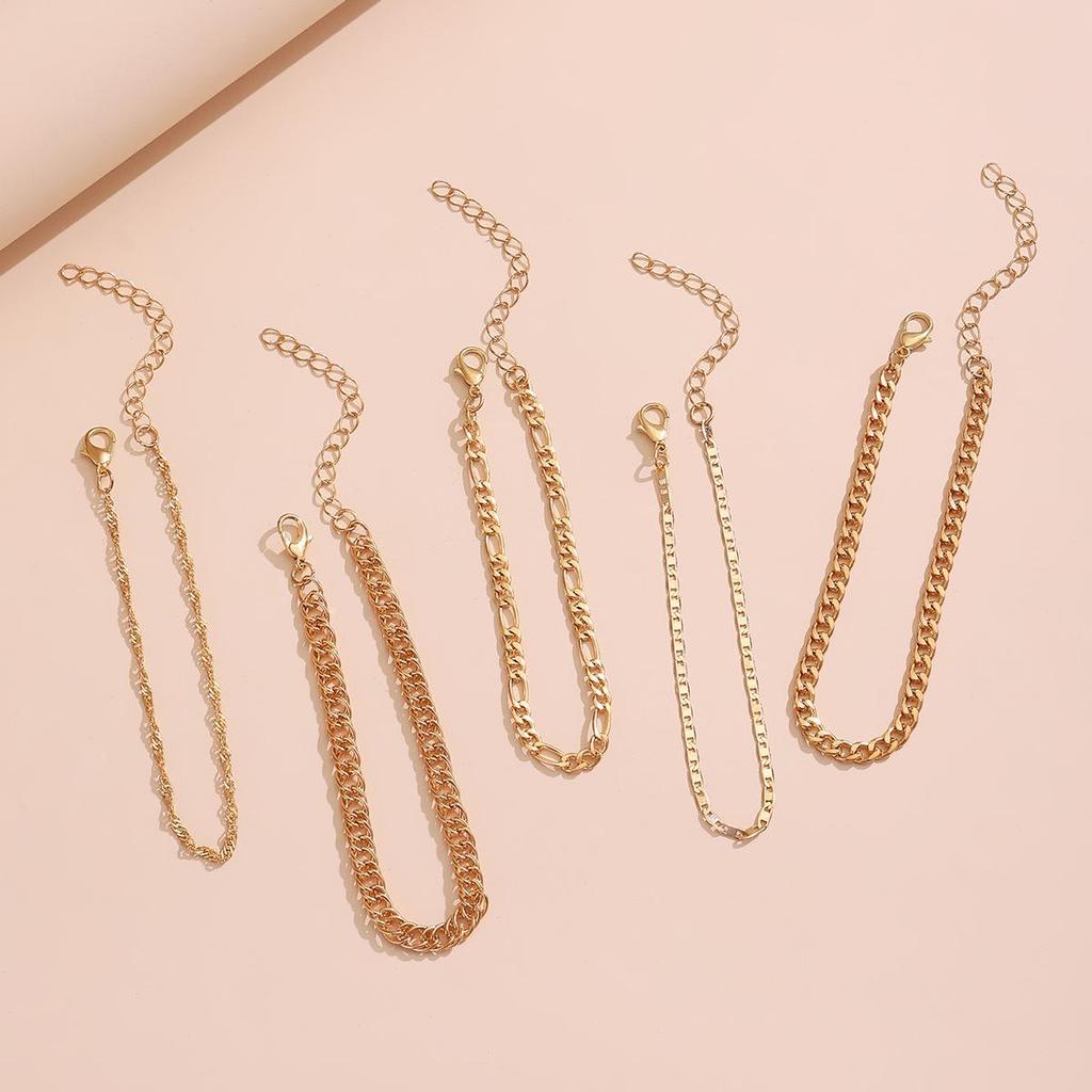 Set de brățări de plajă cu lanț de șarpe retro, multistrat, european-american - 5 piese