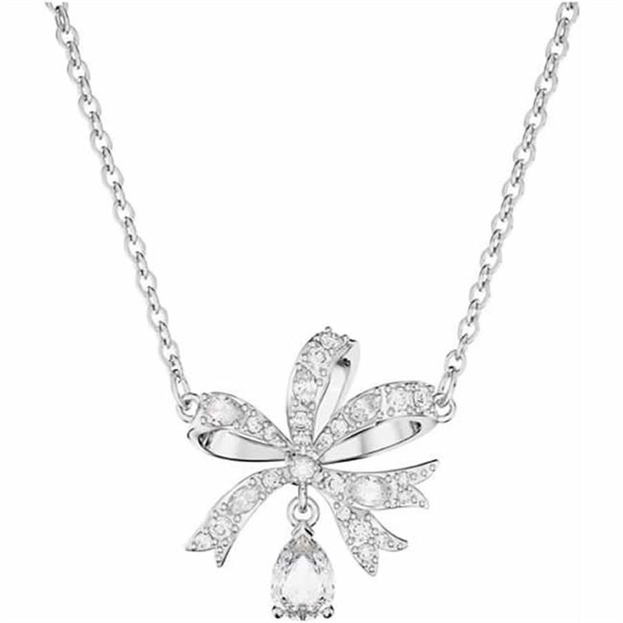 Swarovski Hyperbola Logo Pendant Necklace Women necklace Silver 5660032 Box (Random Color)