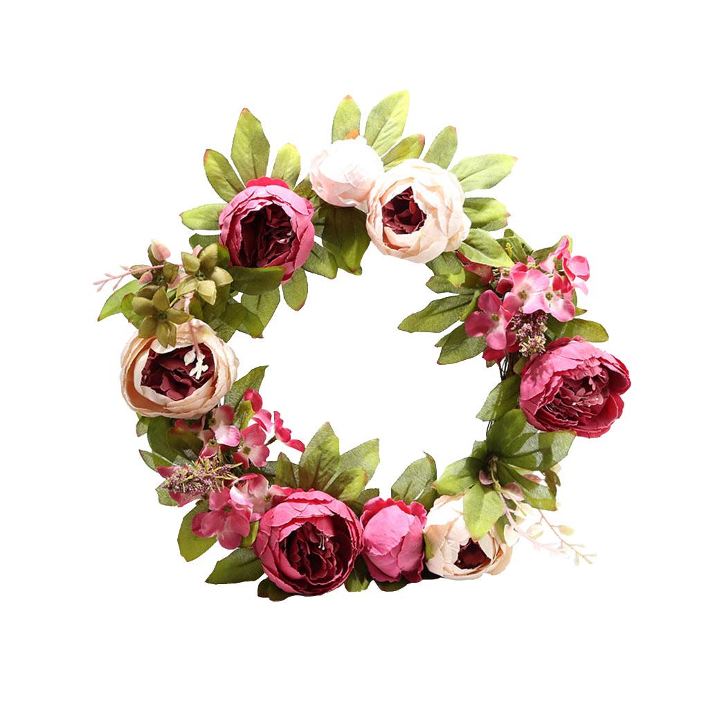 Ewer Artificial Peony Flower Wreath 15.7-Inch Handmade Silk Wreath Wine Red Floral Wreath Artificial Spring Garland for Front Door Wall Wedding Party Home Decor Ewer Artificial Peony Flower Wreath 15.7-Inch Handmade Silk Wreath Wine Red Floral Wreath Artificial Spring Garland for Front Door Wall Wedding Party Home Decor