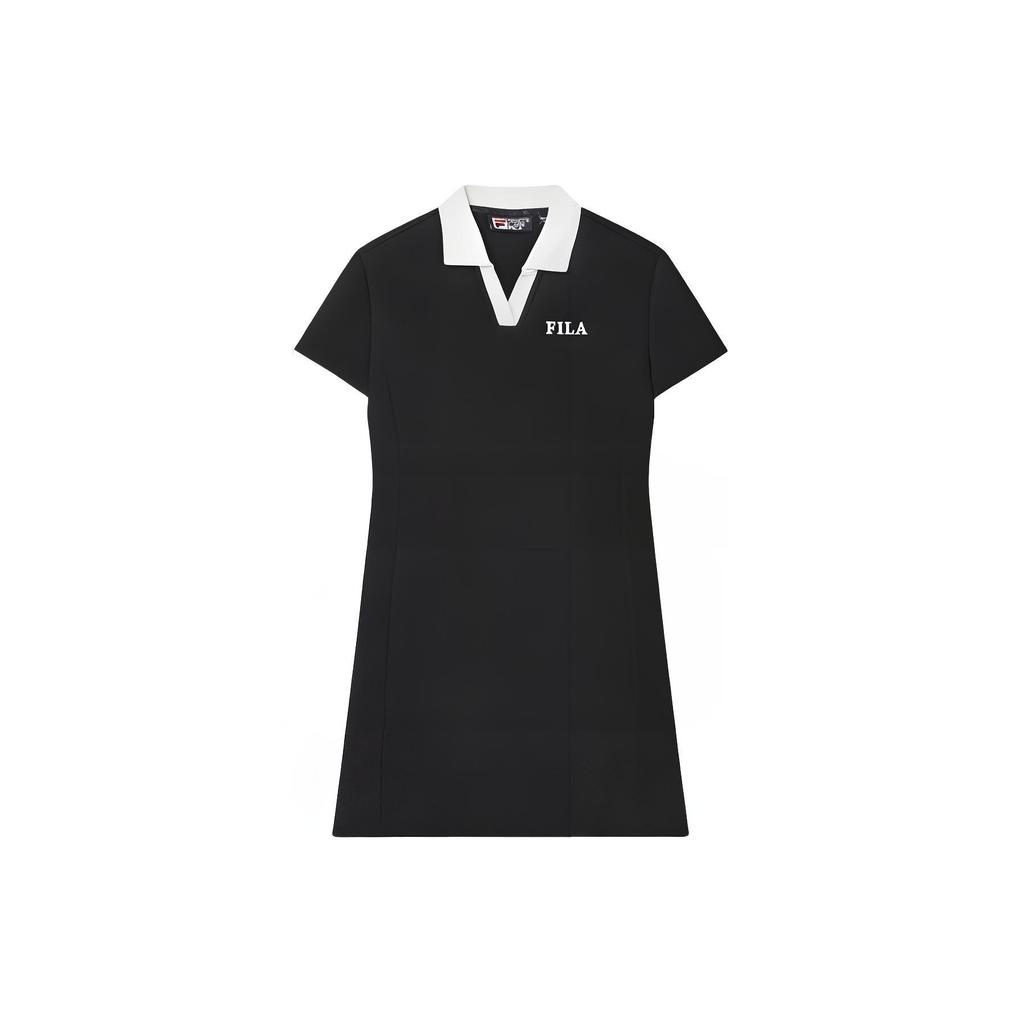 New FILA ORIGINALE SS24 Short Sleeved Dress Women's Jet Black F51W429301F-BK