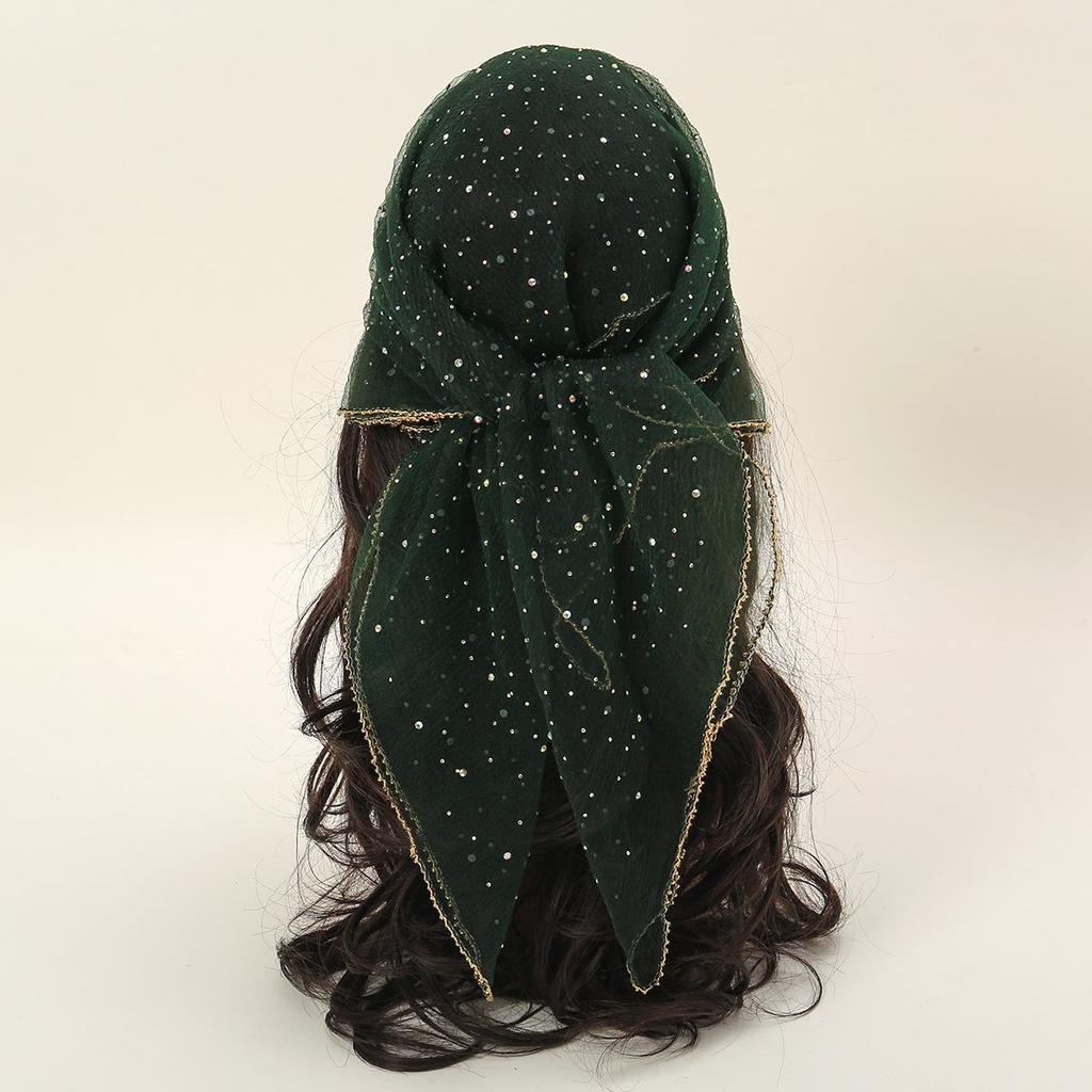 Spring Rhinestone Silk Square Scarf - Versatile, Fashionable Women's Headscarf