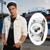 Stylish Leather Watch with Rock Punk Analog Quartz Leather Small Second Accessory Perfect Gift for Day Men's Design Movement, Strap, Display,