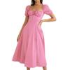 Spring 2026 New Cross-border European and American Foreign Trade Women's Clothing, Elegant Commuting Solid Color Bubble Sleeve Strap Dress