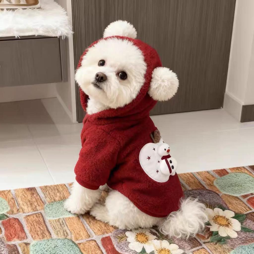 New Year's festive puppy dog clothes to keep warm autumn and winter pet winter Pomeranian small dog Bi Xiong Teddy winter