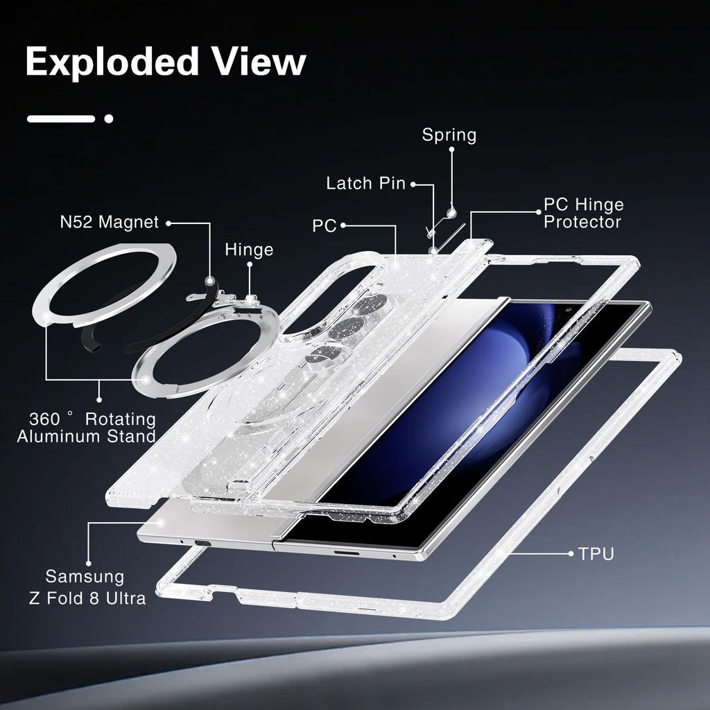 Suitable for the new Samsung Z Fold8 Ultra Magnetic Phone Case Terminator 360 Rotary Folding Stand Case
