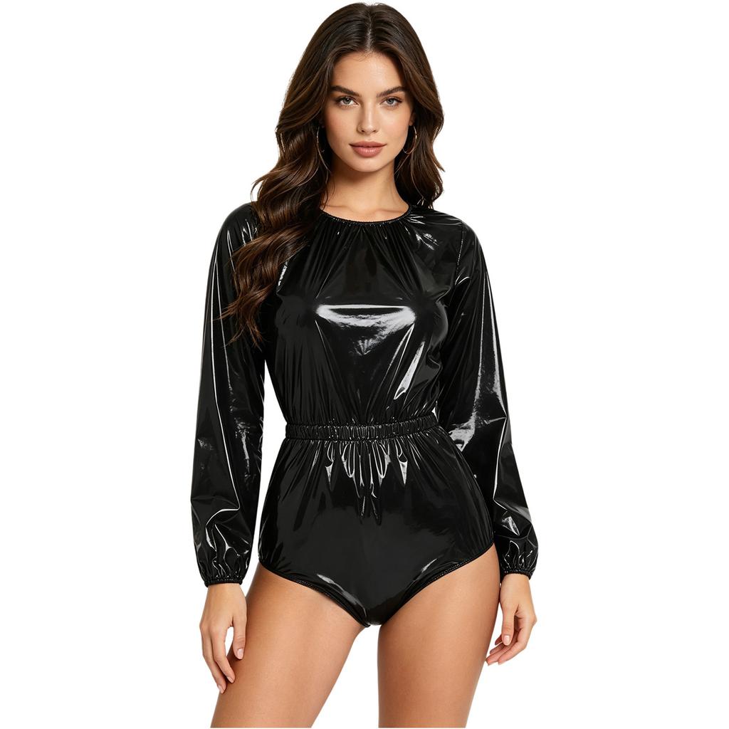 S-3XL Damen Wasserdichter Trikot-Body Langarm Elastische Taille Knopfleiste im Schritt Windelüberzug Adaptive Kleidung für besondere Bedürfnisse