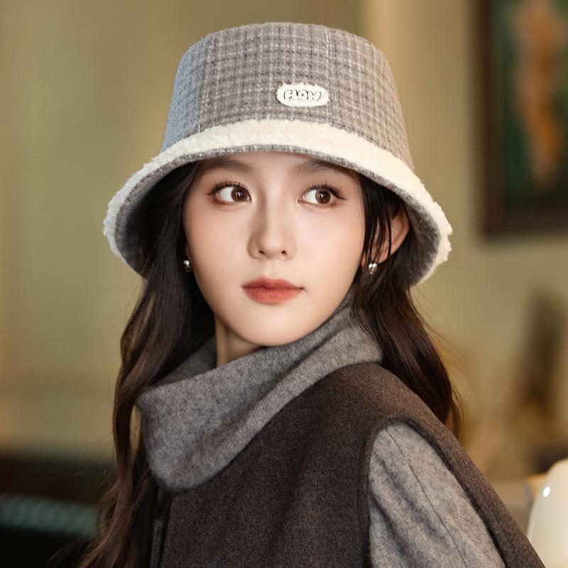 Japanese Versatile Plush Fisherman Hat In Autumn and Winter Thickened Windproof and Warm Bucket Hat Retro Casual and Small Face