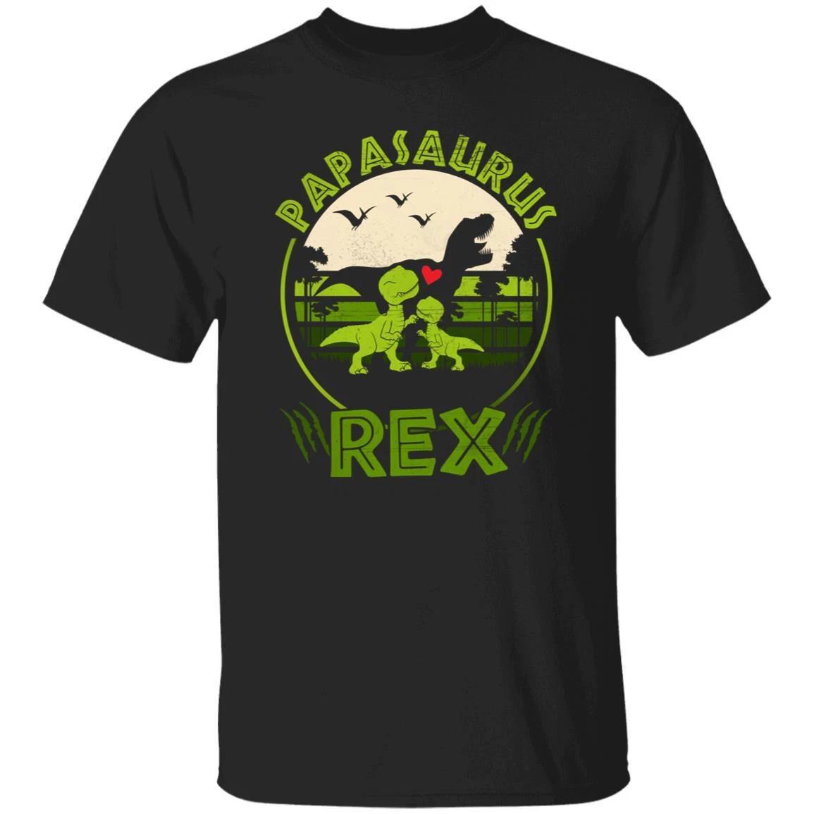 Papasaurus Rex Unisex T-shirt gift Father dinosaur tee black dark heather 2XL