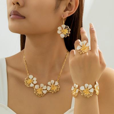 Modeschmuck Set Halskette Armband Ohrringe Ring für Frauen Damen