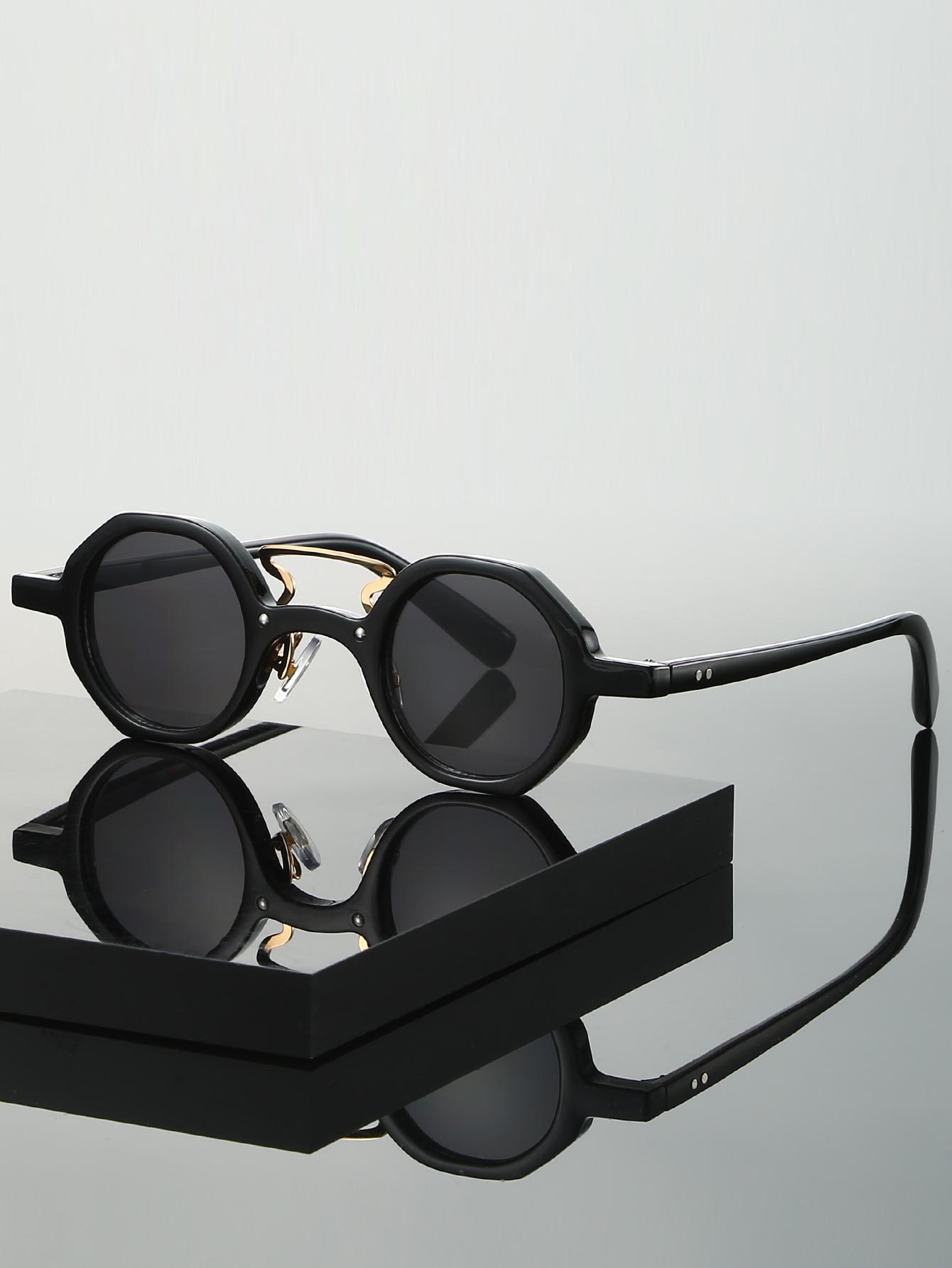 

1Pc Round Small Frame Glasses, Fashionable, Classic and High-End Thick Frame Design, Suitable for Daily Wear, Holiday Gifts