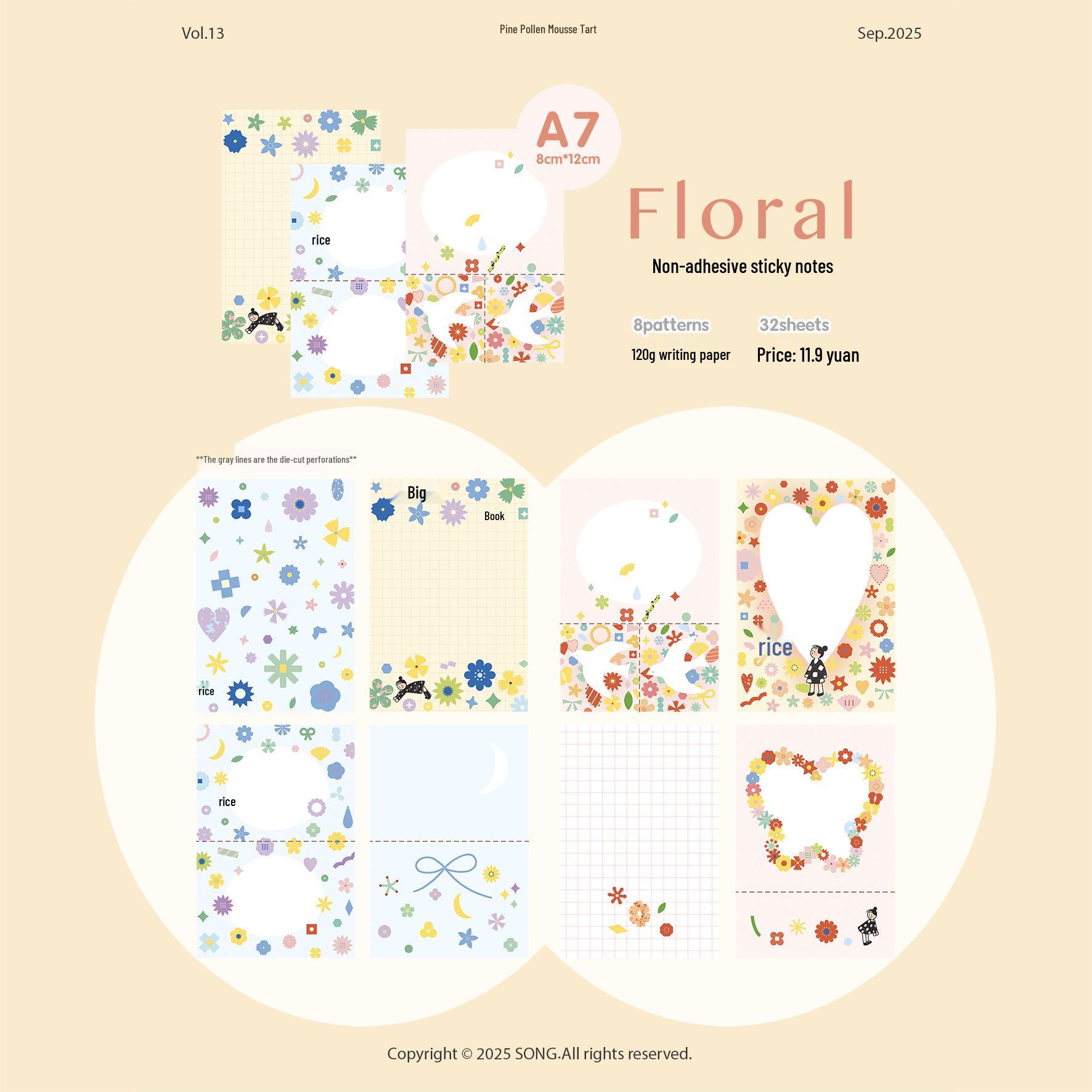 Pine Pollen Cheese Tart Washi Tape: Salt-Style Bullet Journal Die-Cut Sticky Notes for Collage
