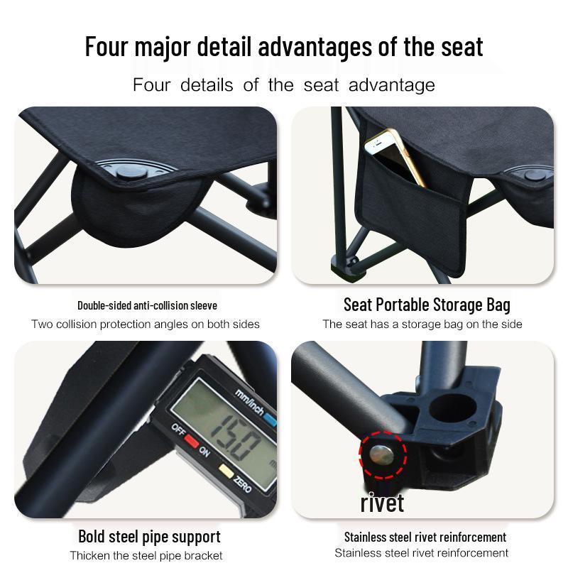 Stainless Steel Folding Outdoor Chair with Backrest for Picnic, Fishing, Sketching, and Camping