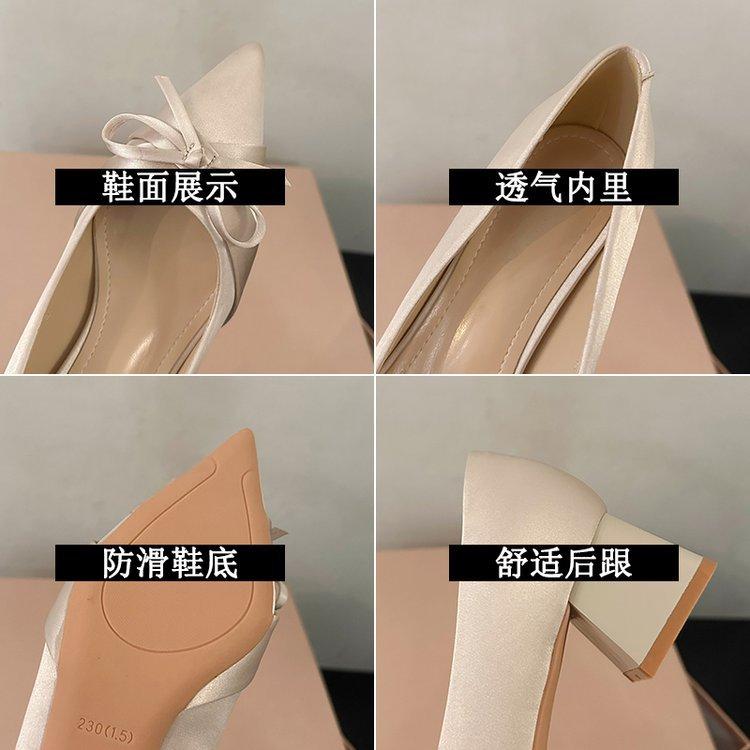 [Youshilai] Korean version of pointed-toed shallow-mouth rhinestone high heels for women's 2025 spring new skirt versatile single shoes
