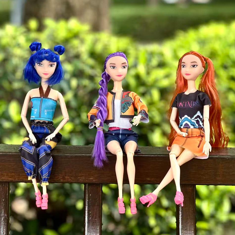 K-Pop Dämonenjäger Anime Kpop Girlgroup Zeichentrick Rumi Zoey Mira 30cm Modell Actionfiguren Puppen Mädchen Geschenk