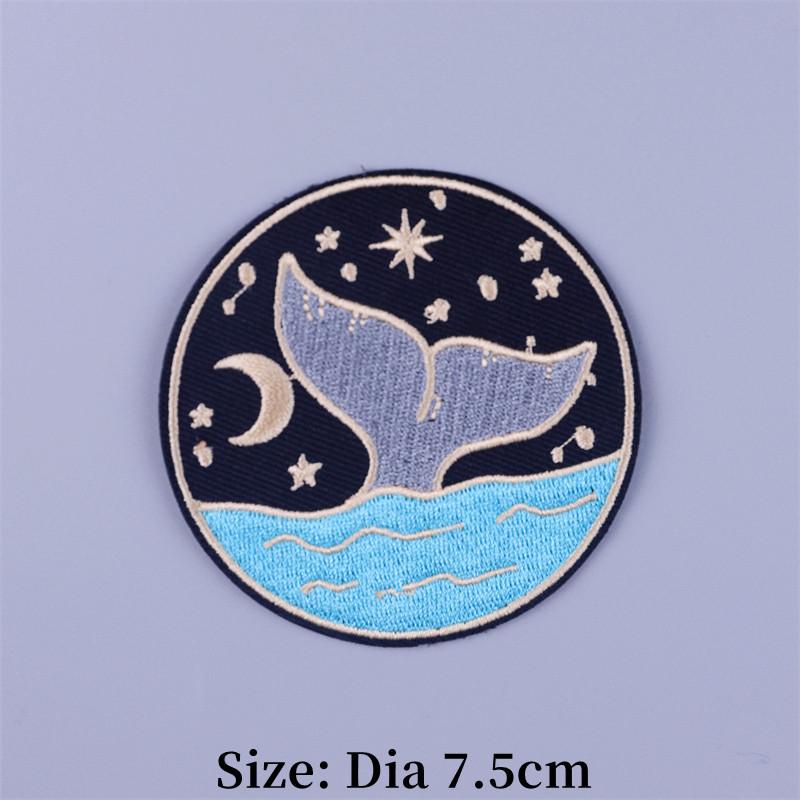 Outdoor Scenery Embroidered Patches for Clothing Thermoadhesive Sea Wave Patch Cloudy Rainy and Sunny Iron on Fusible Patch DIY