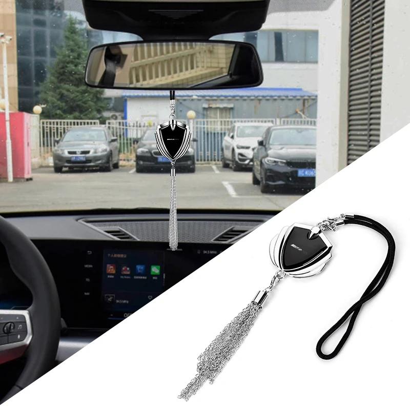 1PCS Car Ornaments Hanging Rearview Mirror Metal Emblem Pendant For Mercedes Benz Exclusive AMG W108 W124 W126 W140 W176 W177 AL