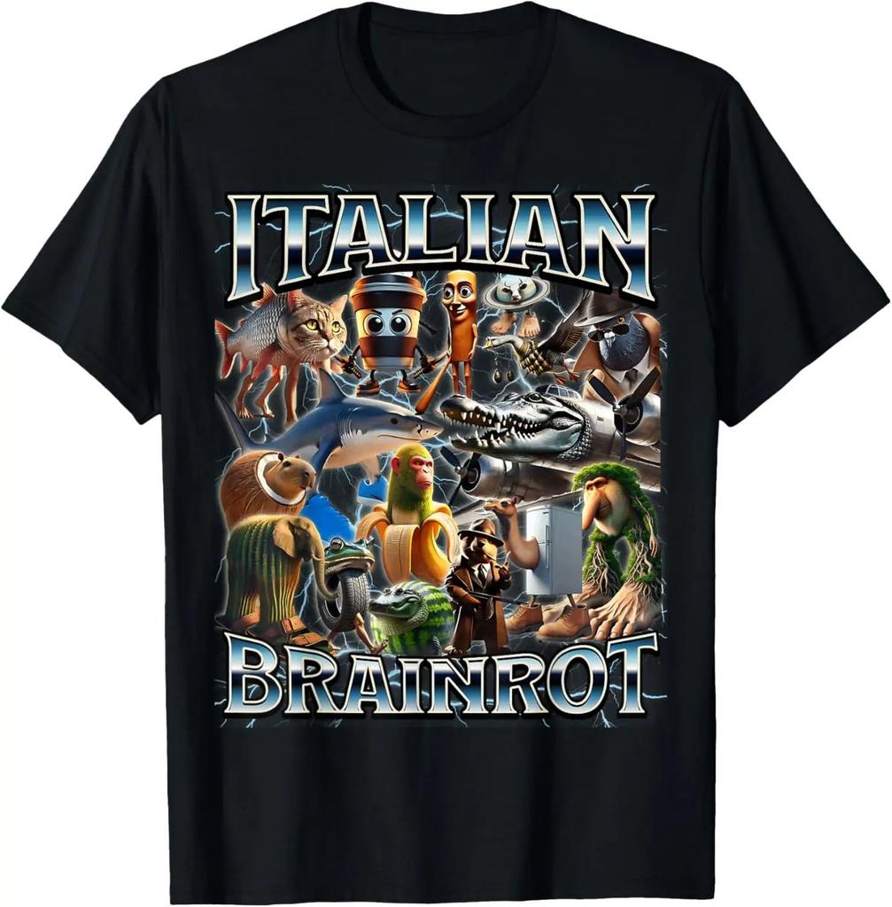Bombardiro Crocodilo Italian Brainrot Meme T-Shirt Men's Women's Short Sleeve Cotton Tees Funny Graphic Y2k T-shirt Summer Tops