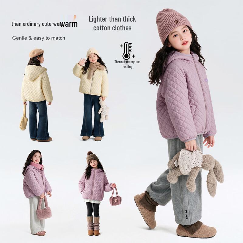 Girls' Thickened Hooded Padded Jacket