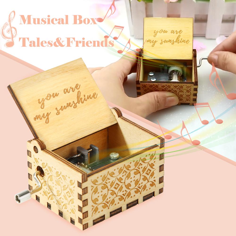 Christmas Birthday Gift You Are My Sunshine Antique Clockwork Music Box Beautiful Carved Musical Gadget Handcrafted for Mum Dad