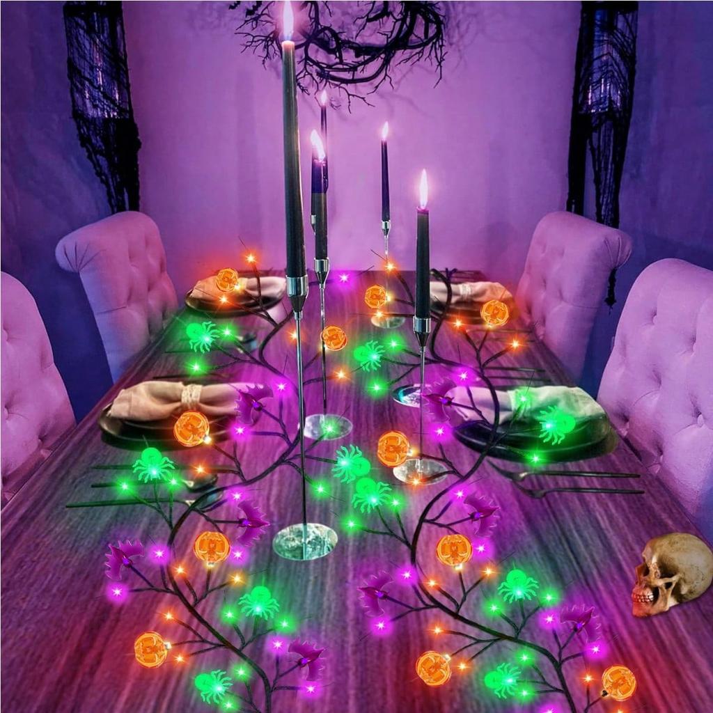 Xiaomi 1pc Halloween Spooky Black Willow Vine String Lights 54 LED Hanging DIY Indoor Decorative Lamp For Home Bedroom Table Bar Decor