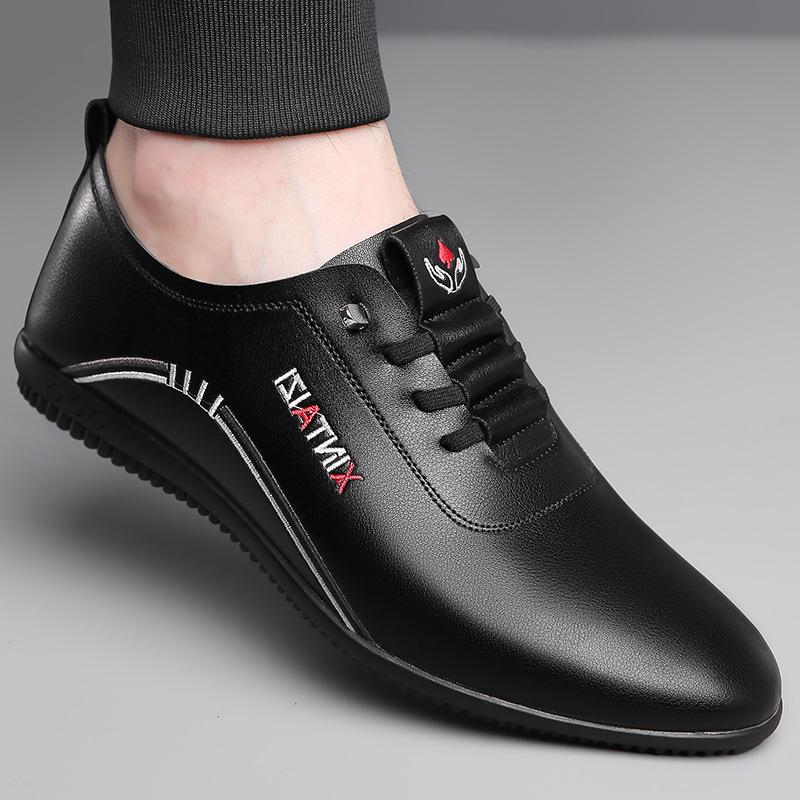 Men's White Leather Slip-On Casual Business Driving Shoes