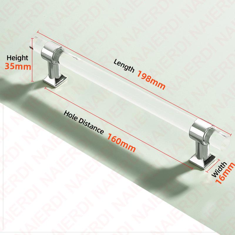 NAIERDI Acrylic Furniture Handles T-Bar Gold Crystal Cabinet Handles and Knobs Zinc Alloy Silver Door Handle Hardware