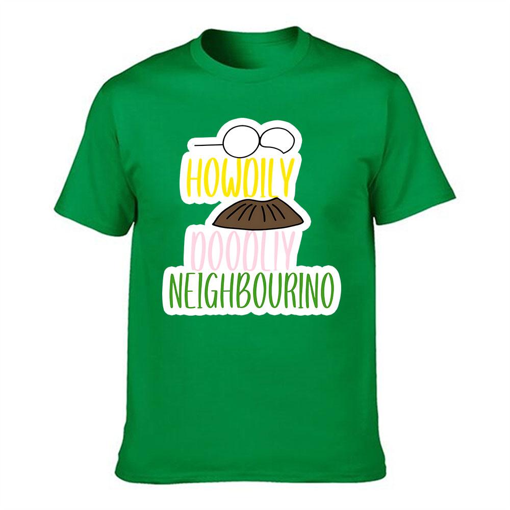 Unisexs Cotton TShirt Howdily Doodily Neighbourino Funny Ned Flanders Inspired Graphic Tee for Casual Wear