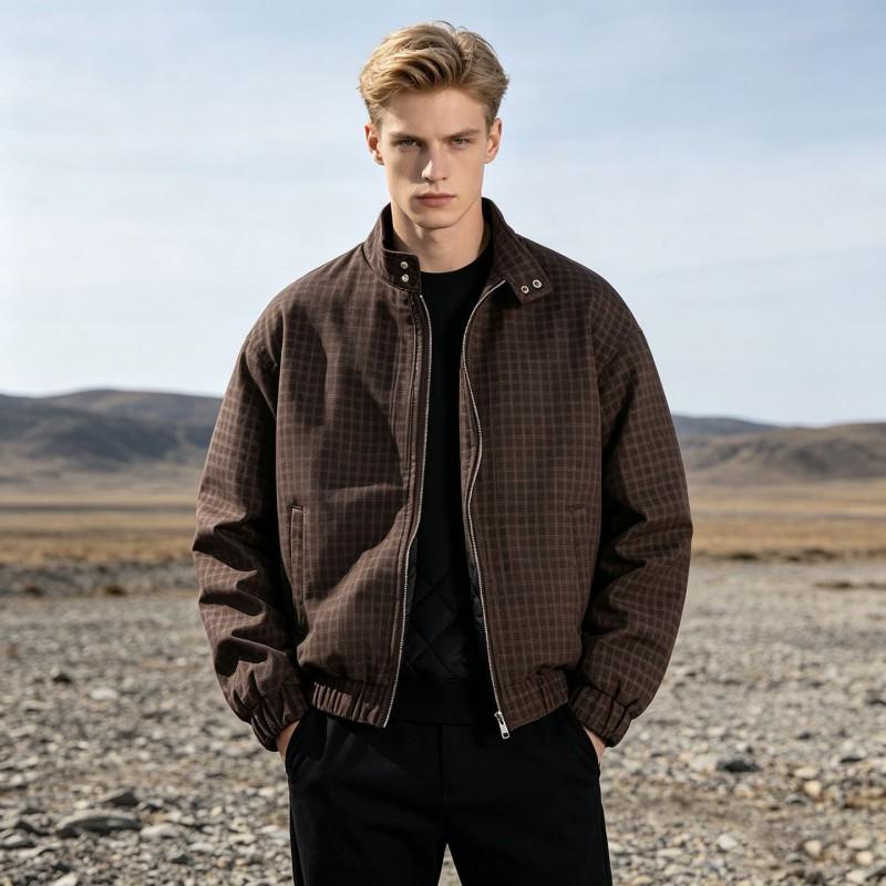 Mens PU Padded Bomber Jacket With