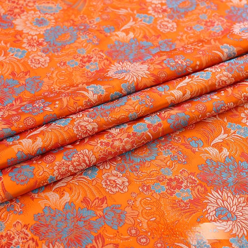 75x100cm Brocade Silk Fabric Beautiful DIY Material with Flower Pattern Sewing Handmade Patchwork Textile Cloth