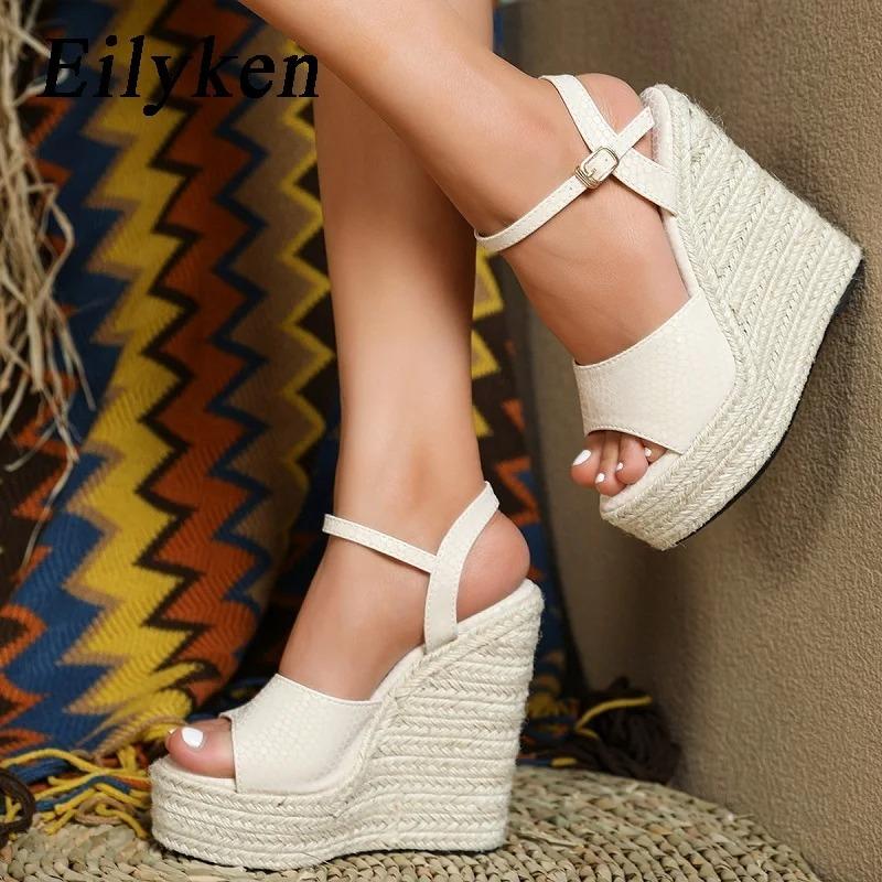 Fashion Women's Sandals Design Style High Heels Platform Wedge Women Shoes Fashion Open Toe Buckle Strap Women Shoes Banquet Party Shoes