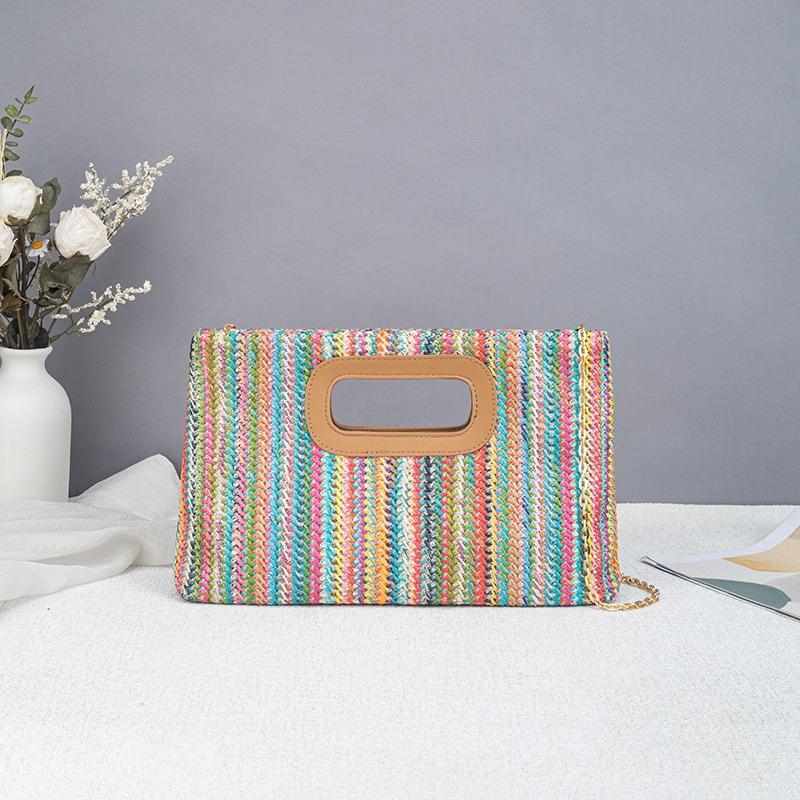 Fashi Women Summer Bohemian Straw Bag Color Woven Beach Crossbody Bag Shoulder Messenger Bag Girls Handbags Straw Bag Gifts