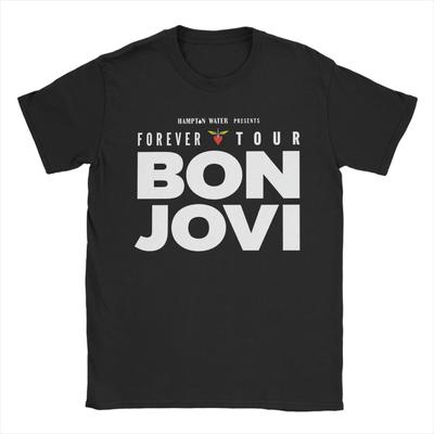 Bon Jovi Banda Grunge Forever Camiseta TOUR para Homens 100% Algodão Camiseta Gola Redonda Manga Curta Camiseta Tamanhos Grandes