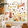 Removable Maple Leaf Decals 9 Sheets Fall Woodland Animals Window Clings, Autumn Pumpkin Clings Squirrel Fox Rabbit Glass Sticker, Anti Collision