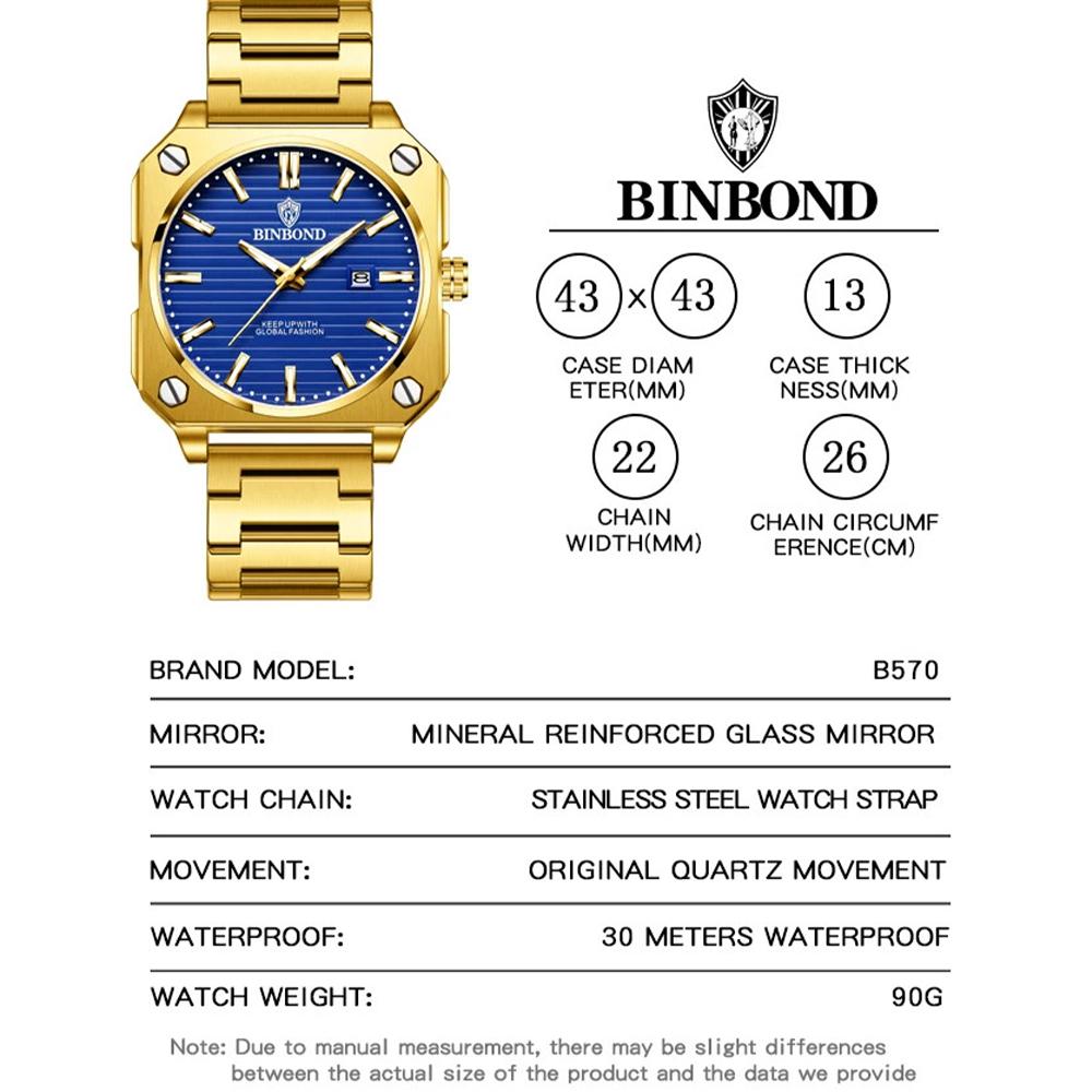 Mode Quadratische Business Herren Quarzuhren Wasserdicht Leuchtend Kalender Luxus Edelstahl Armband Armbanduhren Herren Geschenke