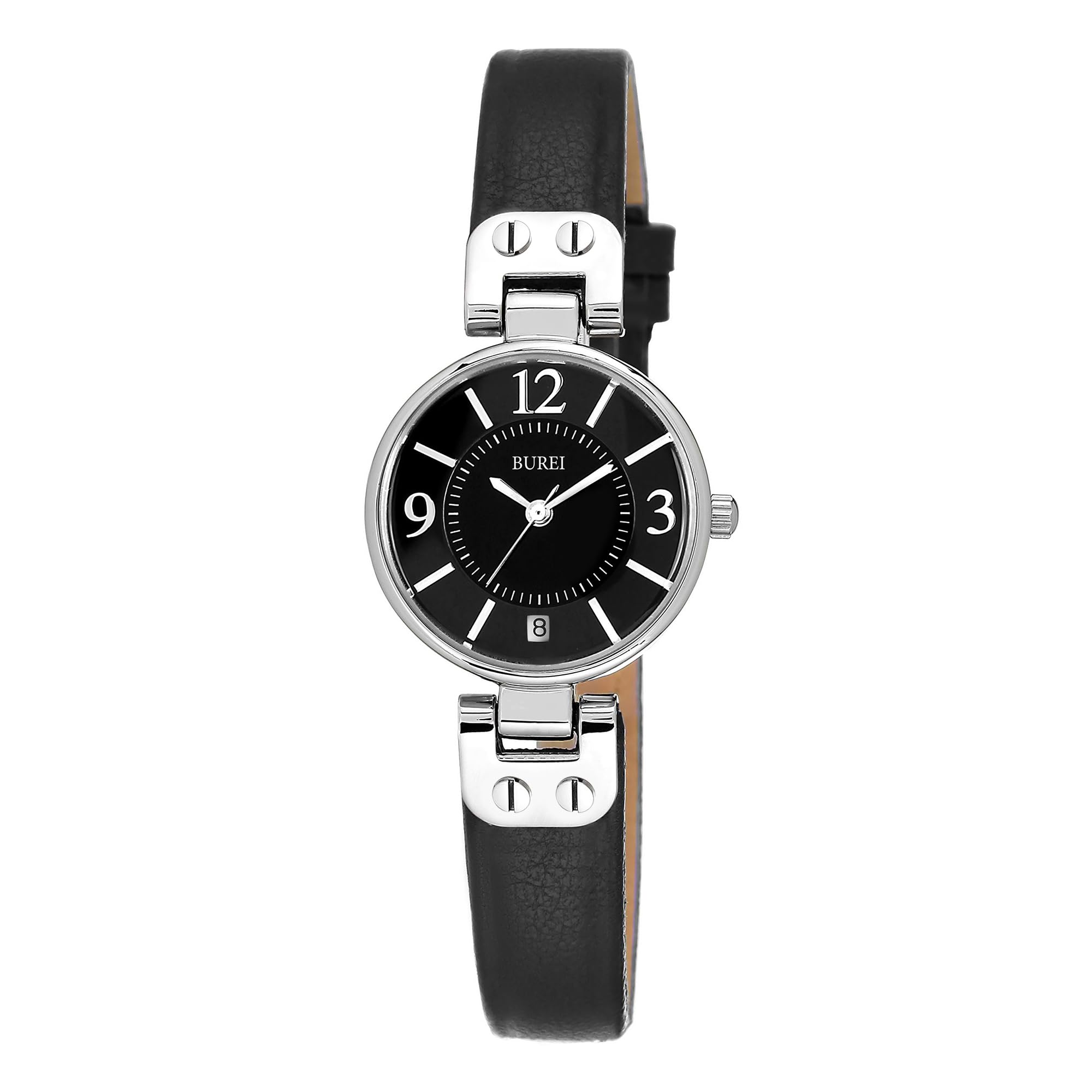 

BUREI Аналоговые Кварцевые Японские Золотые Легкие и Черный Кожаный Идеально для и Повседневного Идеально в качестве Подарка Женские Часы, Батарейка, Водонепроницаемые, Циферблат,