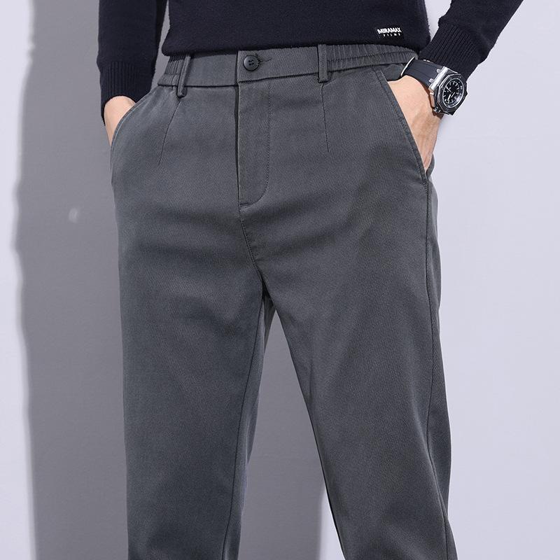 2026 Spring And Autumn New Tencel Casual Pants For Men, Straight Leg Slim Fit Elastic Work Pants, Autumn And Winter Men'S Pants