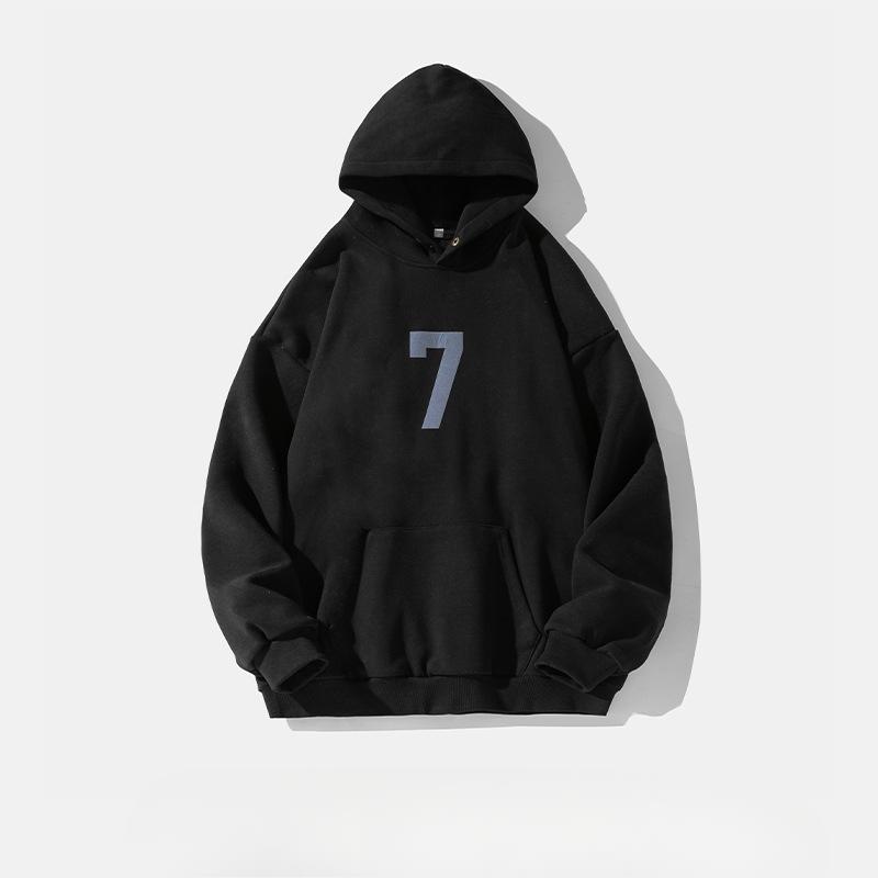 

Толстовка мужская с капюшоном с тяжелой цифровой печатью, осень и зима, новая свободная толстовка в стиле ретро для американской пары XXL чёрный