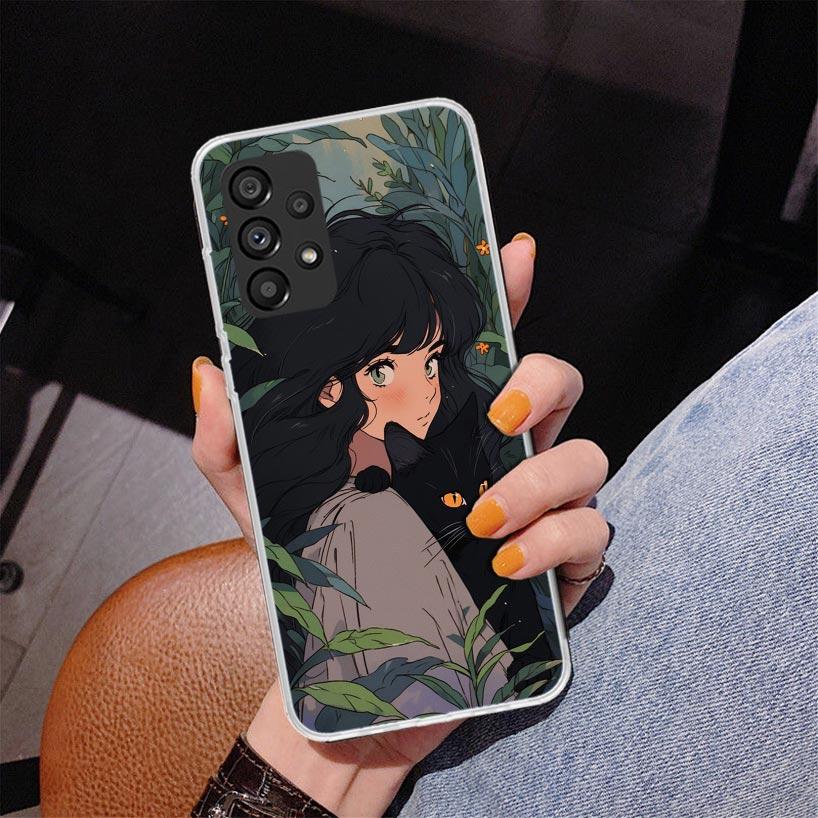 Cute Anime Ins Girls Animal Cat Phone Case For Samsung Galaxy A17 A16 A15 A14 A13 A57 A56 A55 A54 A53 A37 A36 A35 A34 A33 A26 A2