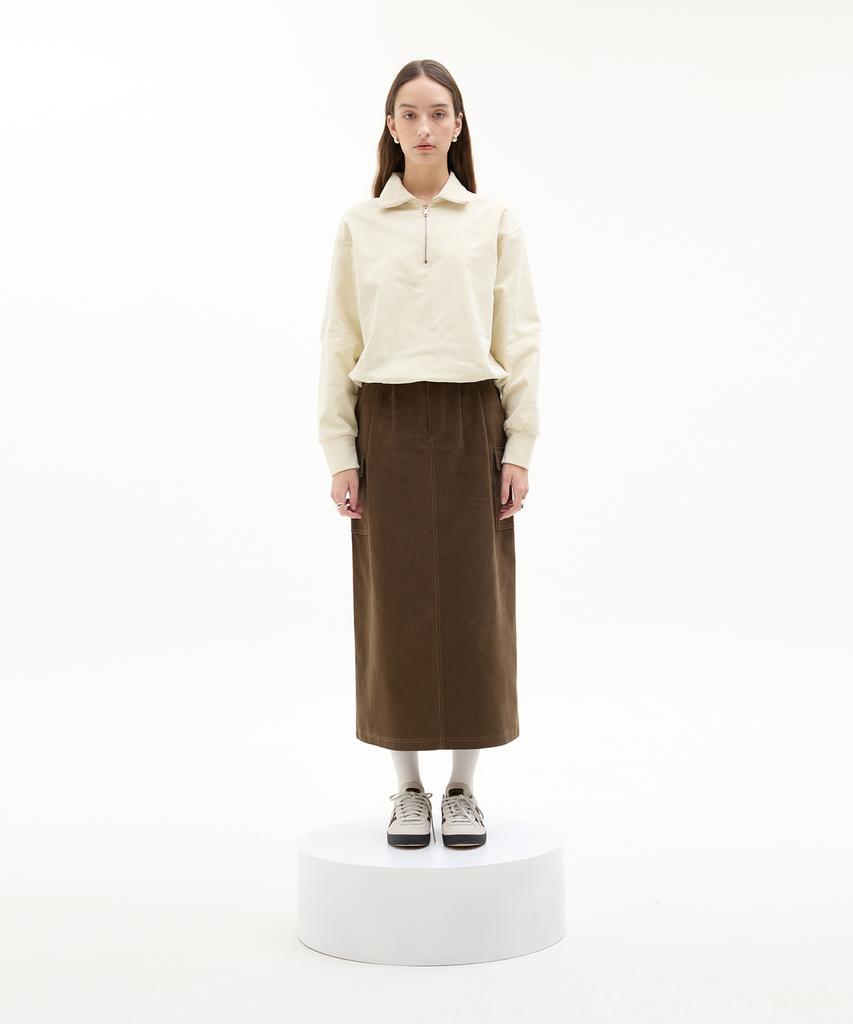 Latizen Lk Pintuck Cotton Skirt(Brown)