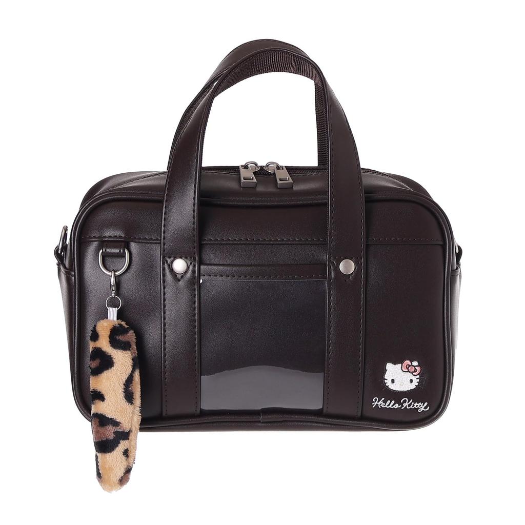 Sanrio Characters School Bag Style Shoulder 14 x x cm 2-Way Bag, PVC, 23.5 10.5 (Hello Kitty/Brown)
