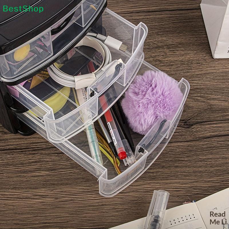 3-Tier Plastic Drawer Storage Organizer,Clear Desktop Drawer Cabinet for Office,Stationery & Small Items