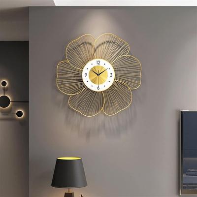 White Gold Handmade Metal Wall Clock Wire Design, Ticking Sound, Decorative Wall Hanging Clock (53x53cm) (Design 1)