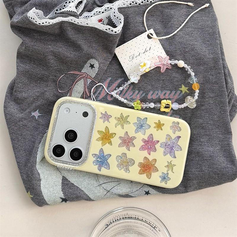 Colorful Glitter Lily Flower Phone Case for iPhone 17, 16 Pro Max, 15, 14 - Women's Minimalist Design