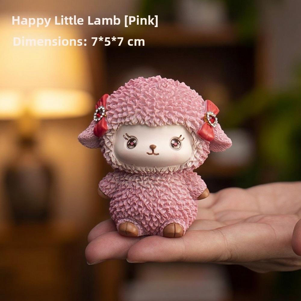 Resin Craft 2027 Lamb Statue Cute New Year Ornaments Cartoon Chinese Zodiac Sheep Festival Gift