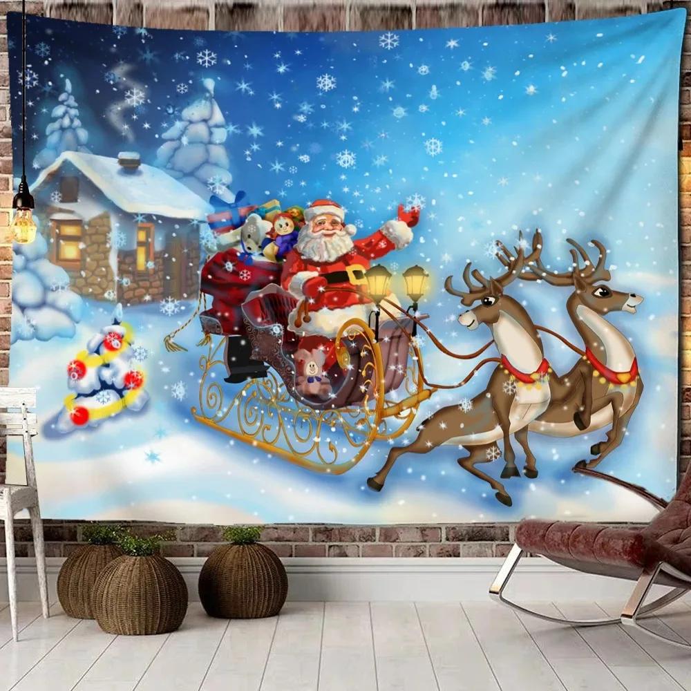 Christmas Snowy Woods Pattern Tapestry Bedroom Living Room Home Wall Decoration